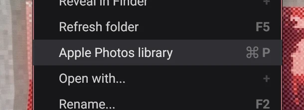 The menu entry for the Apple Photos library on a Mac